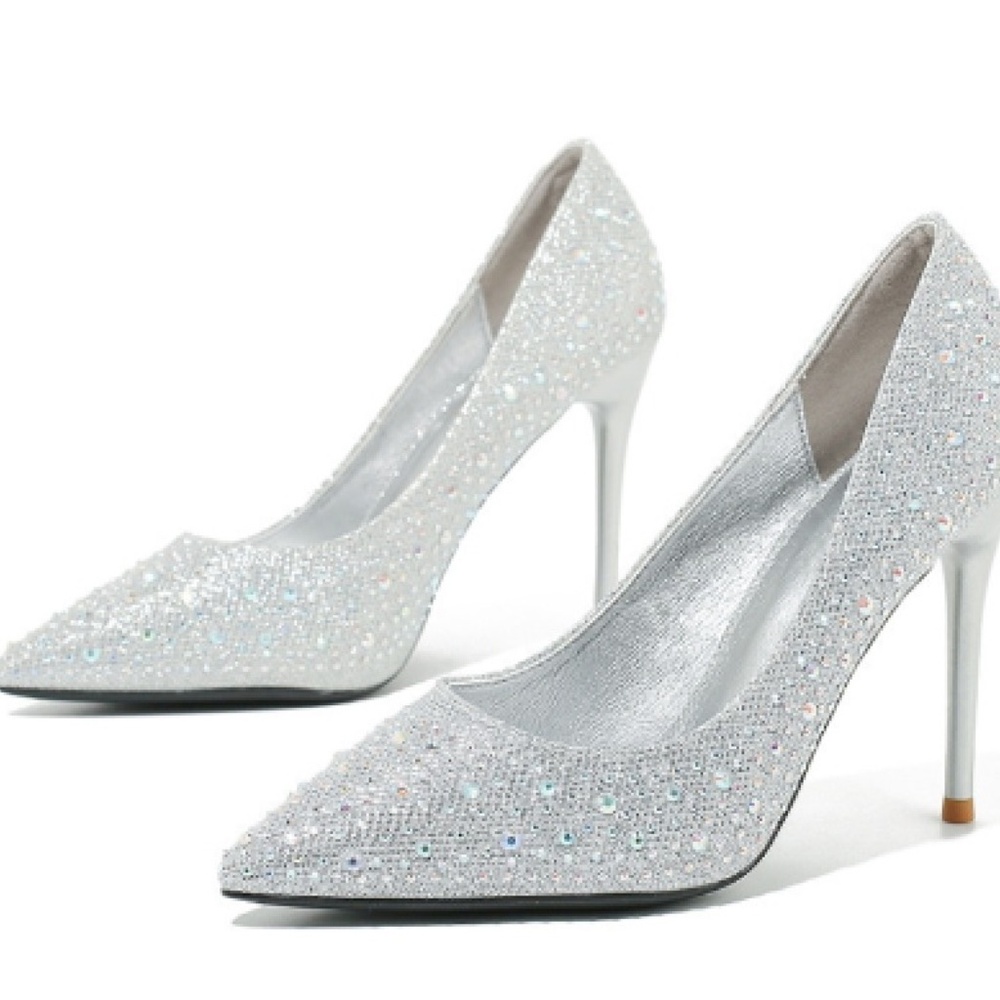 Opal Rose Signature Silver Stiletto — Where Glamour Meets Grace